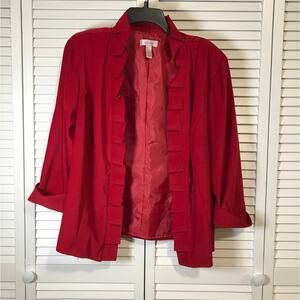 Dressbarn Vintage Red High Neck Open ¾ Sleeve Jacket 14/16